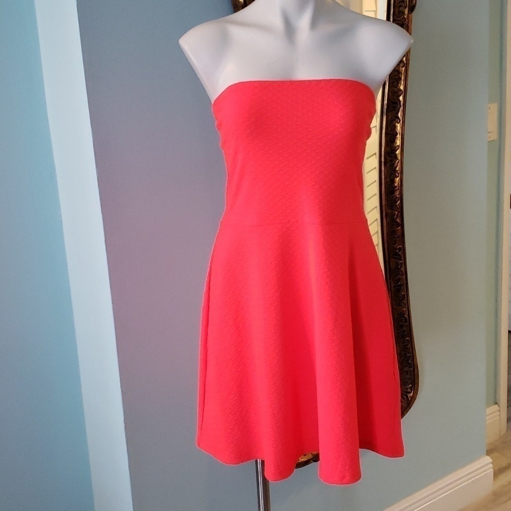 H&M Strapless Textured Mini Dress Orange